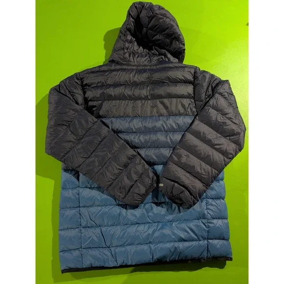 Eddie Bauer CirrusLite 650 Down Puffer Hooded Jacket Mens Size Medium Blue Tones